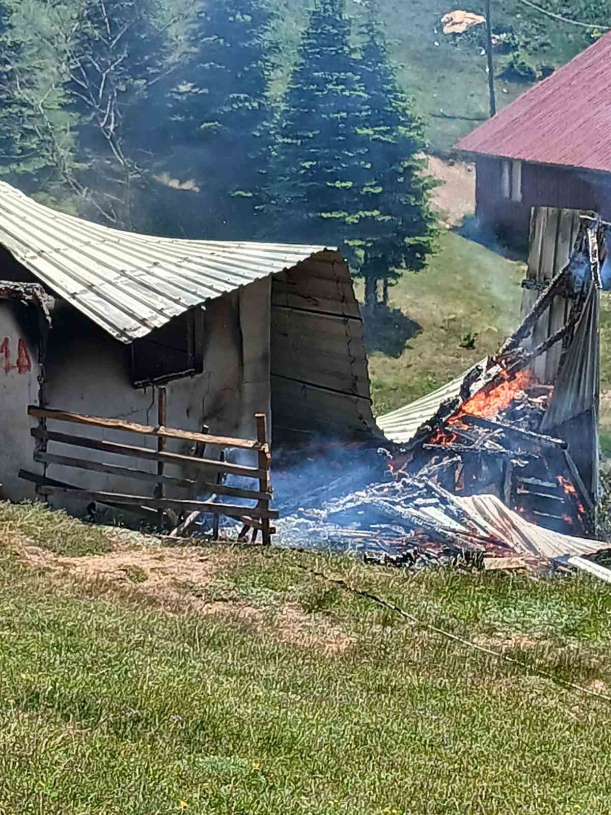 Yayla evi alev alev yandı
