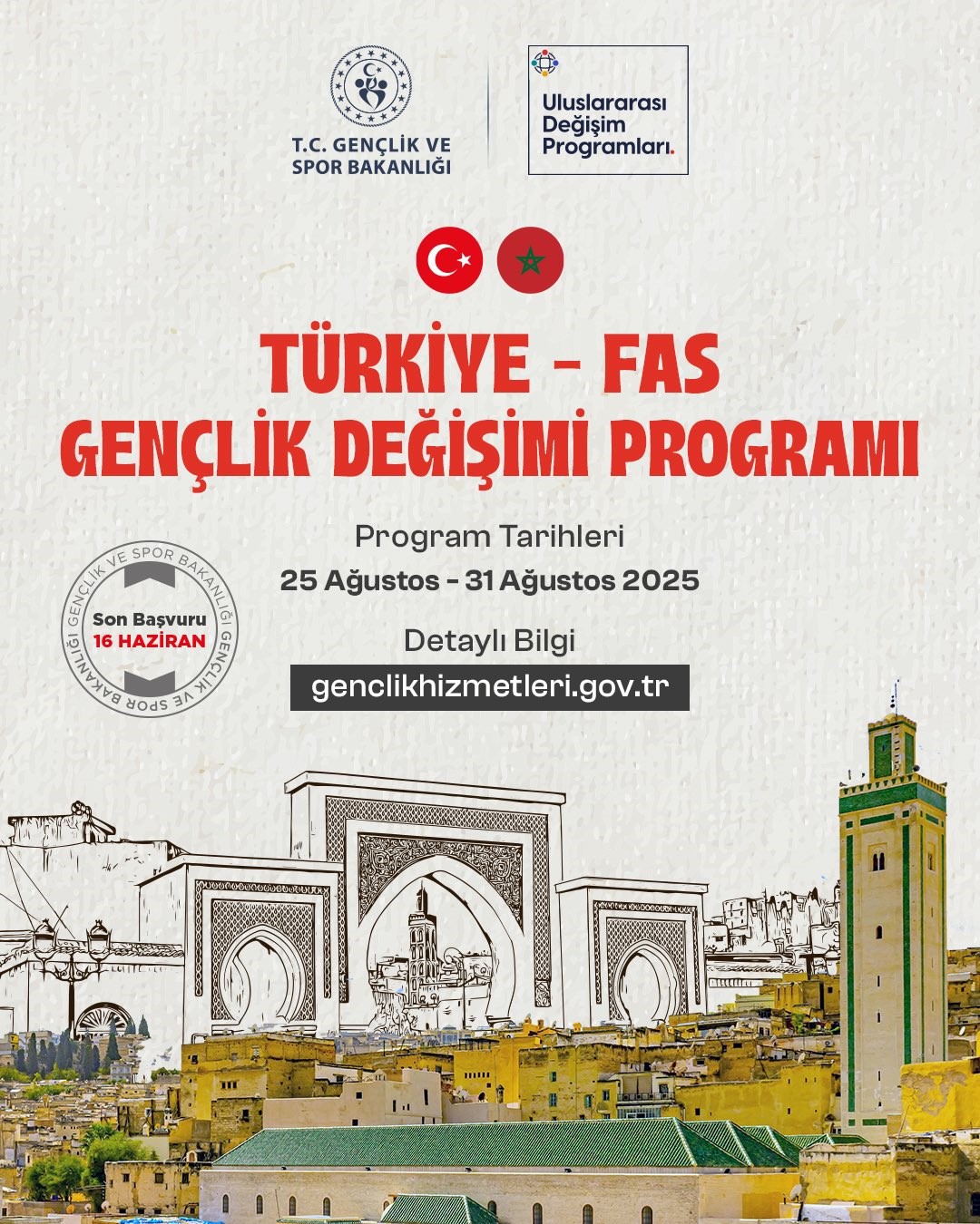 Gençlik ve Spor Bakanlığı, ’Türkiye-Fas Gençlik Değişimi Programı’ başvurularının başladığını duyurdu