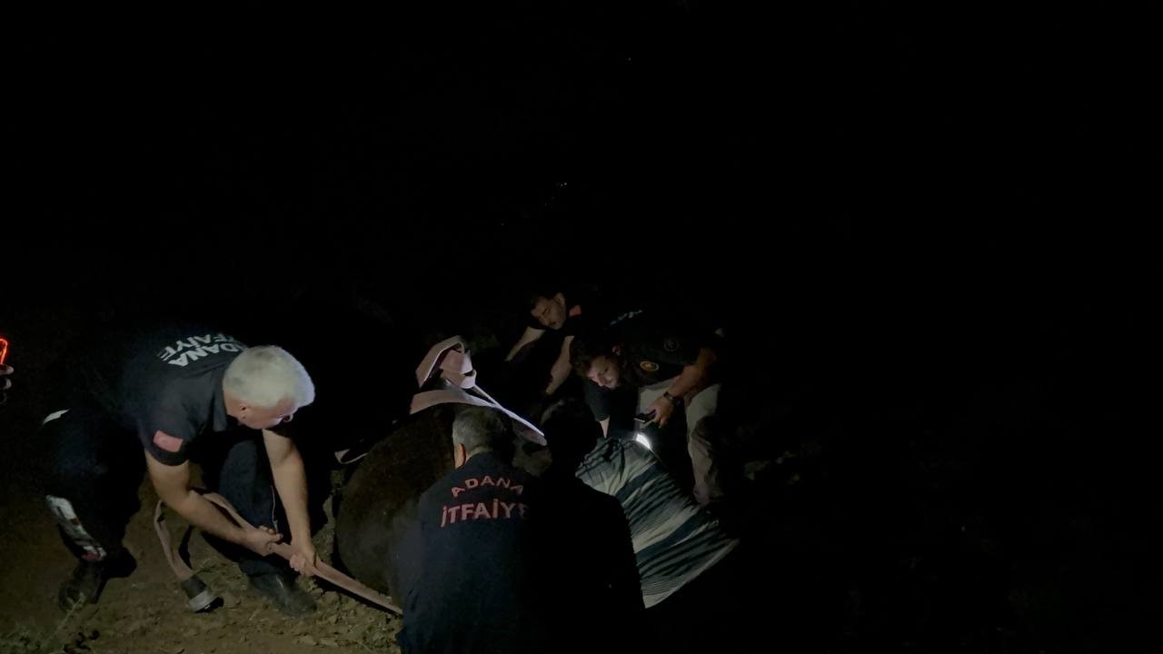 Kuyuda bulunan kayıp inek saatler süren çalışmayla kurtarıldı