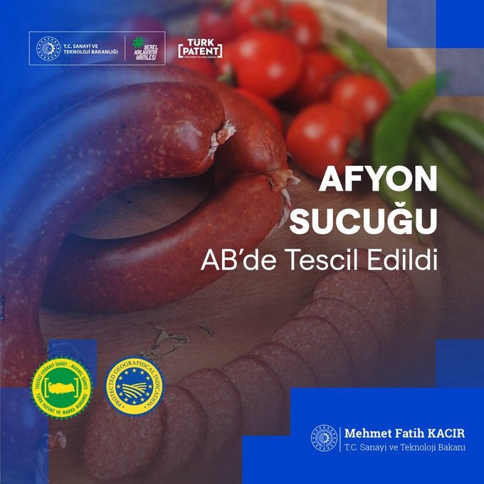 Bakan Kacır: "Afyon Sucuğu, Avrupa Birliği’nde tescillenen 35’inci coğrafi işaretli ürünümüz olarak kayıtlara geçti"