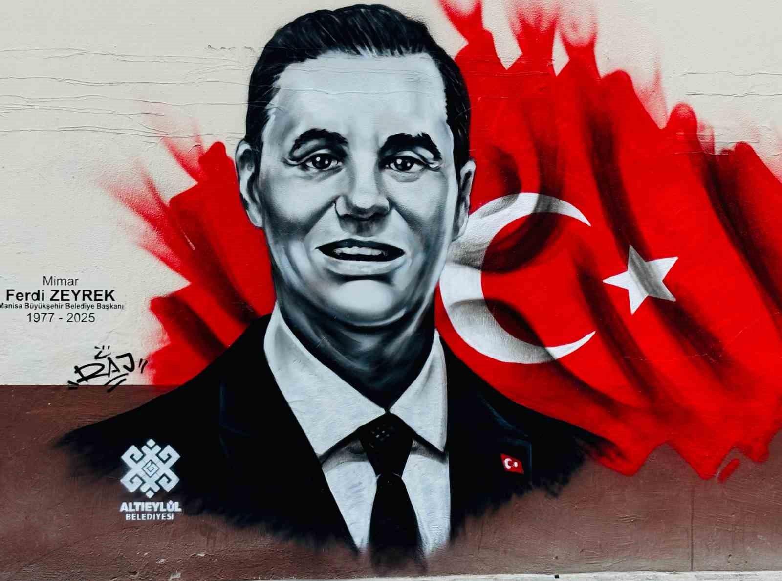 Balıkesir’de Ferdi Zeyrek’in resmi grafitiyle okul duvarına işlendi