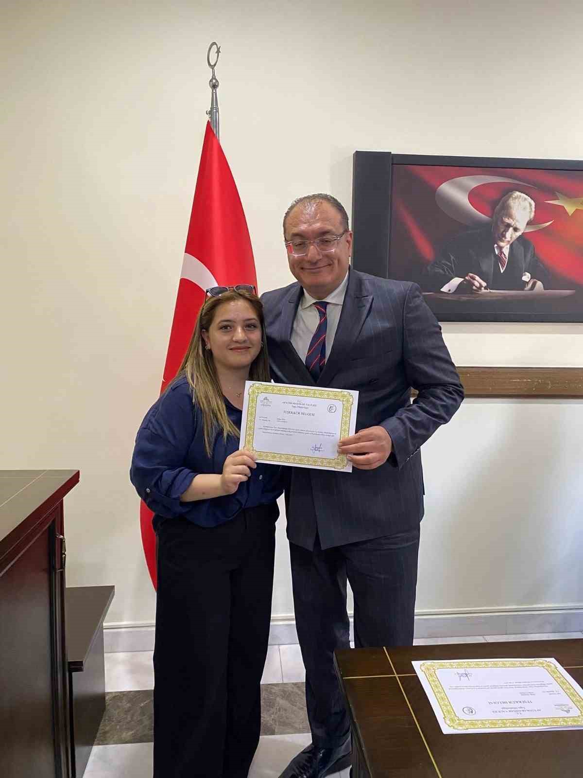 Meslek lisesi &ouml;ğrencilerine teşekk&uuml;r belgesi
