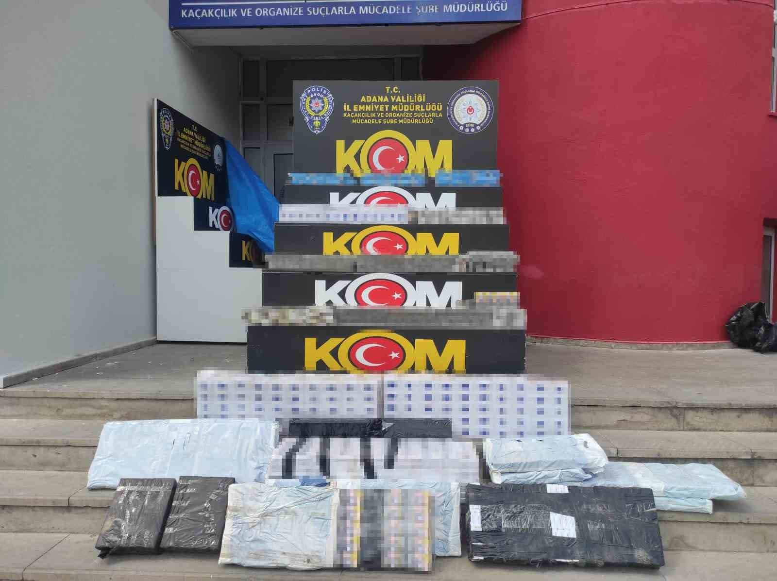 Adana&rsquo;da 9 bin 750 paket ka&ccedil;ak sigara ele ge&ccedil;irildi
