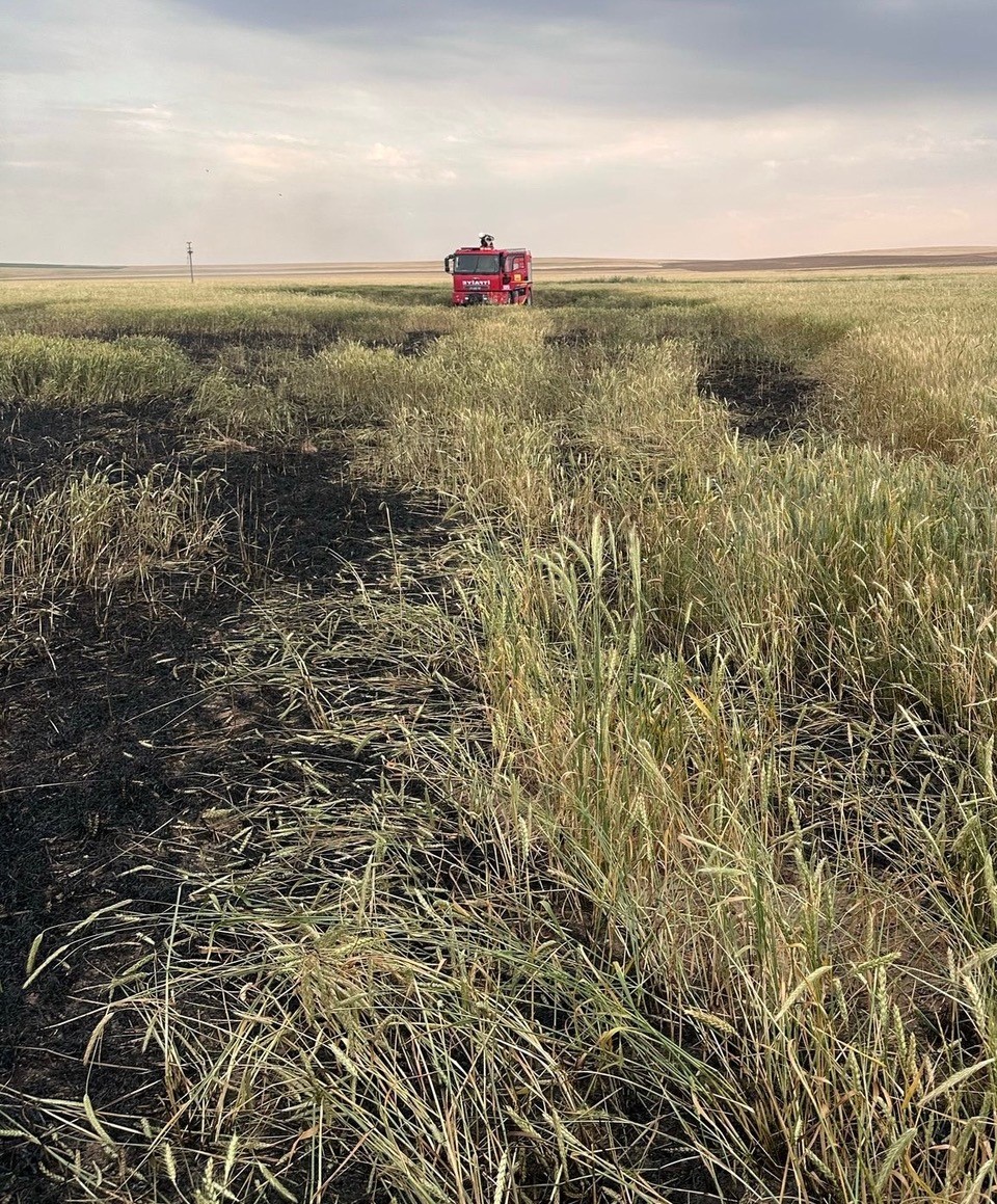 Kulu’da arpa ekili tarlada yangın