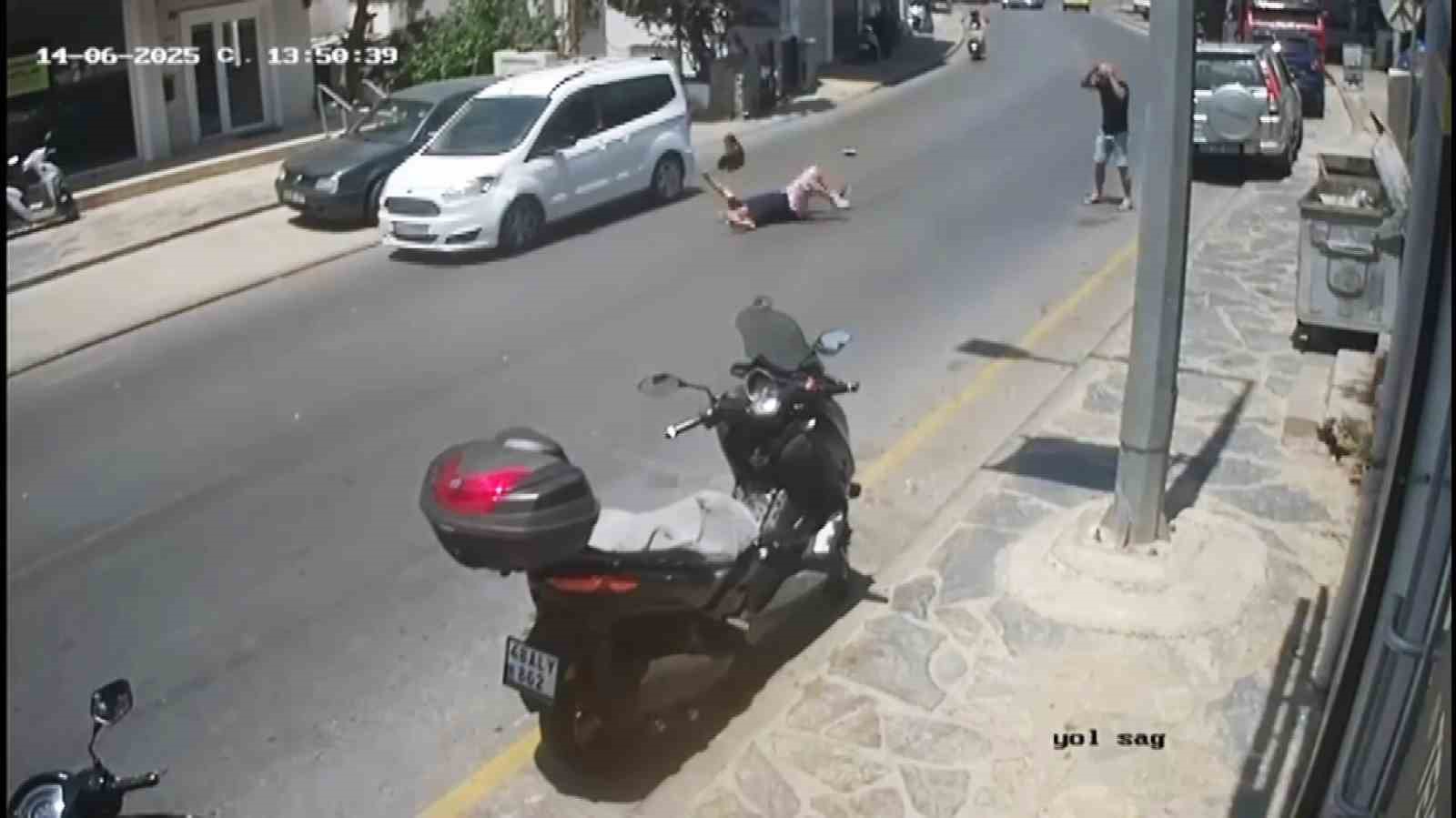 Bodrum’da aracın çarptığı yaşlı adam yaralandı: Kaza anı kamerada
