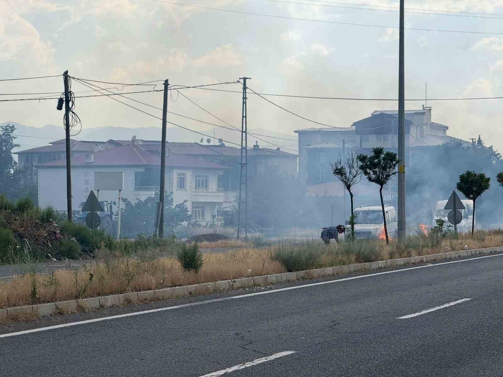 Iğdır’da yaşlı kadın uluslararası yolun ayırıcı kısmındaki otları ateşe verdi