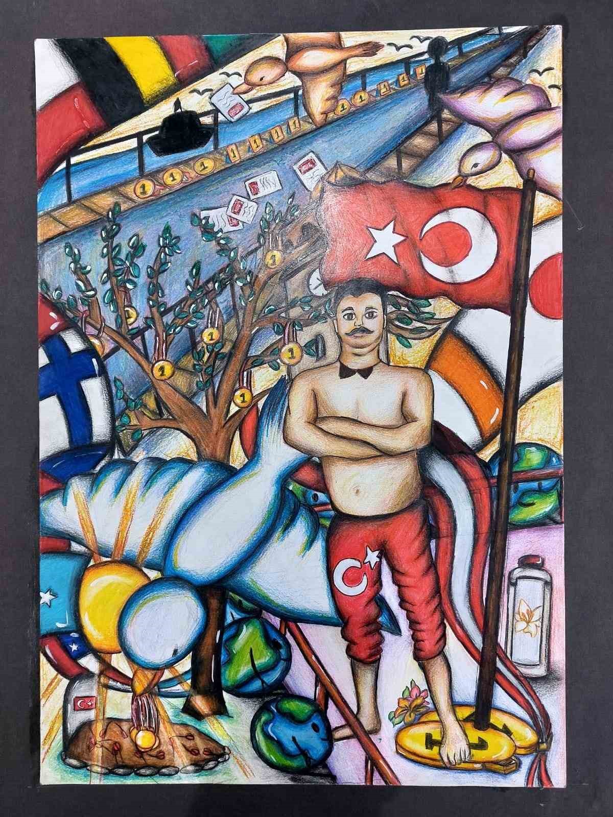 Kurtdereli Mehmet Pehlivan resim yarışmasında &ouml;d&uuml;ller sahiplerini buldu
