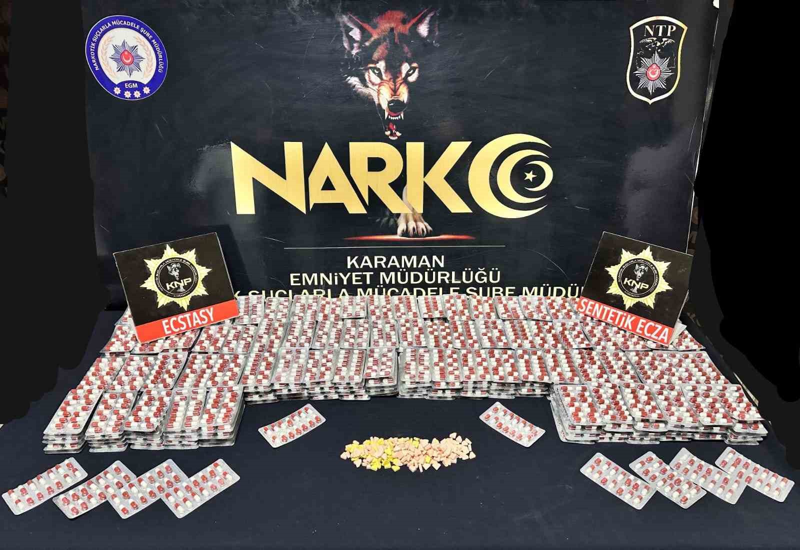 Karaman’da 6 bin 74 adet uyuşturucu hap ele geçirildi