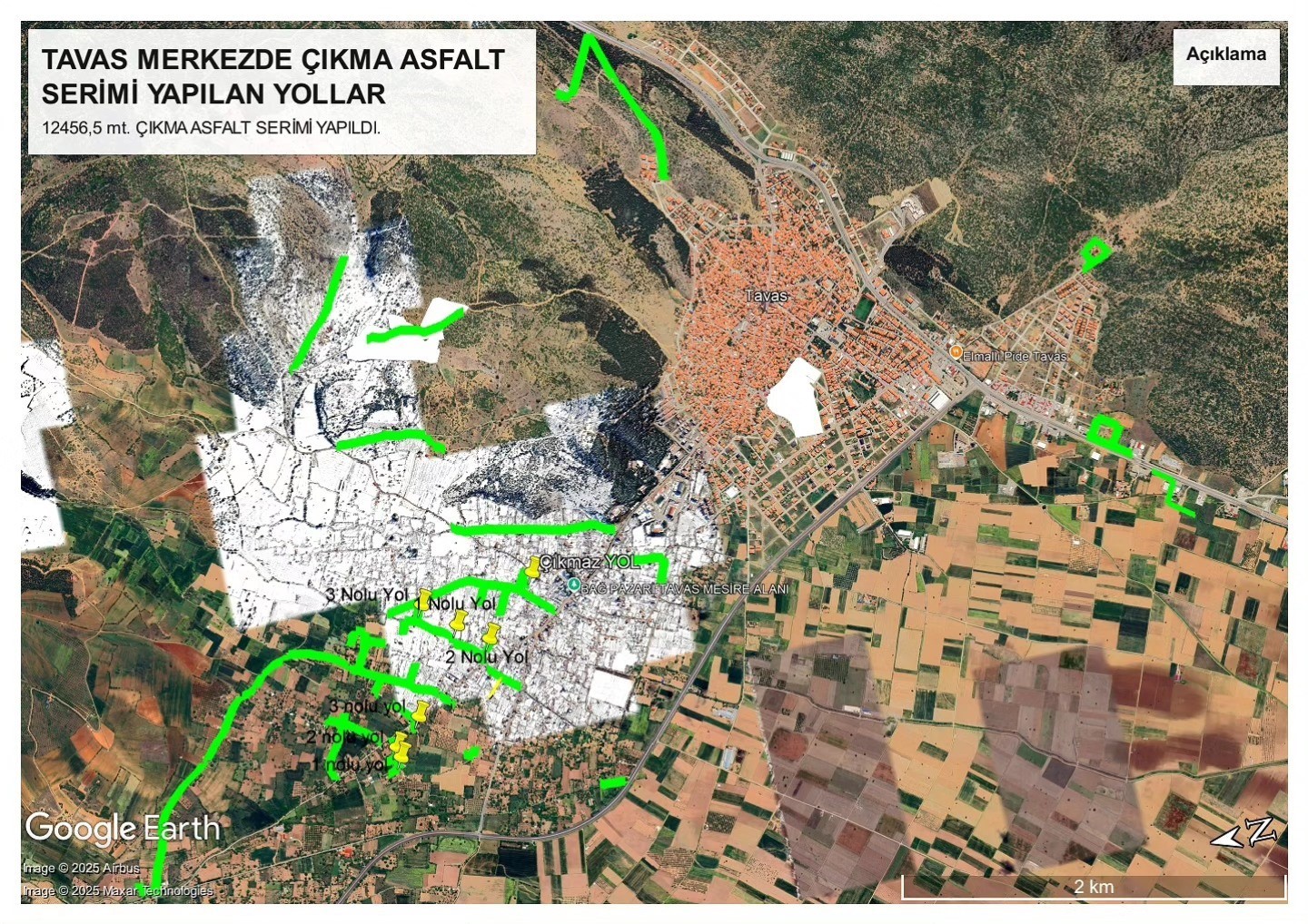 Tavas Belediyesi 16 bin metre kırsal yolunun onarımını yaptı