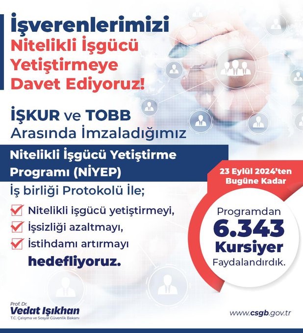 Bakan Işıkhan: "İşverenlerin 6 aylık bir kurs düzenlemesi halinde 132 bin 628 liralık zaruri gider tutarı İŞKUR tarafından karşılanmakta"