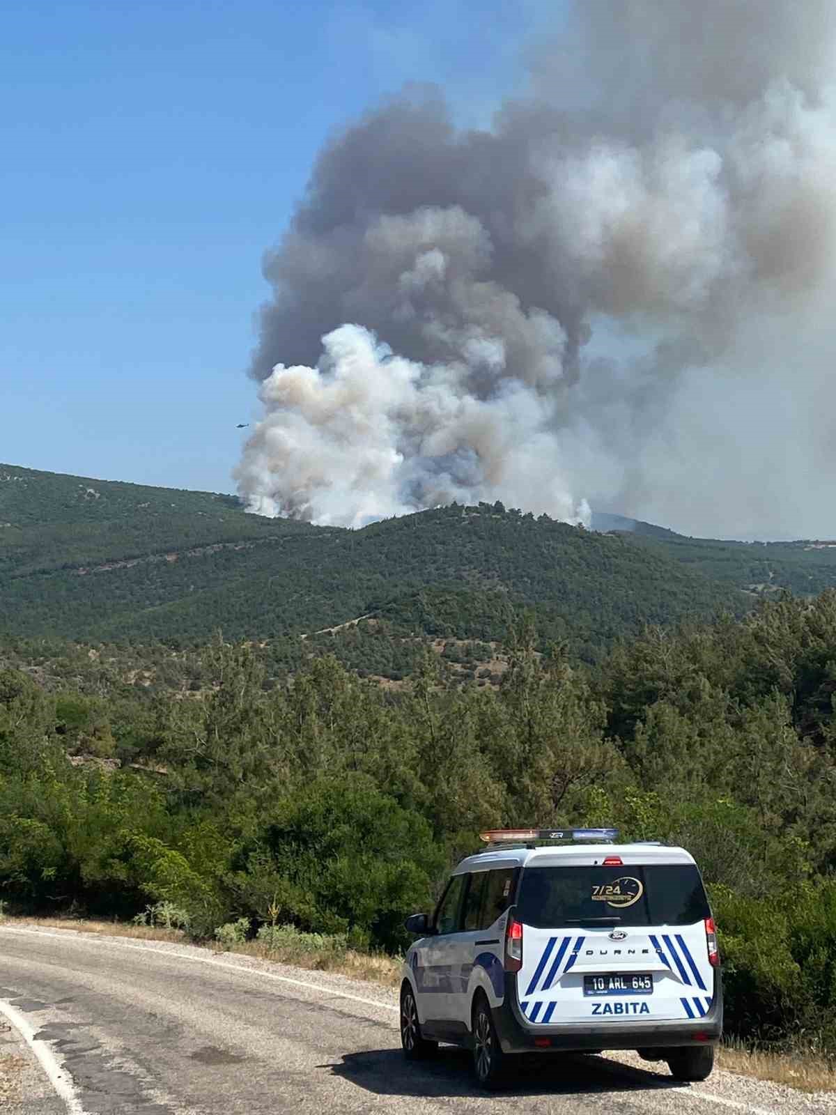 Balıkesir&rsquo;deki orman yangınına m&uuml;dahale ediliyor

