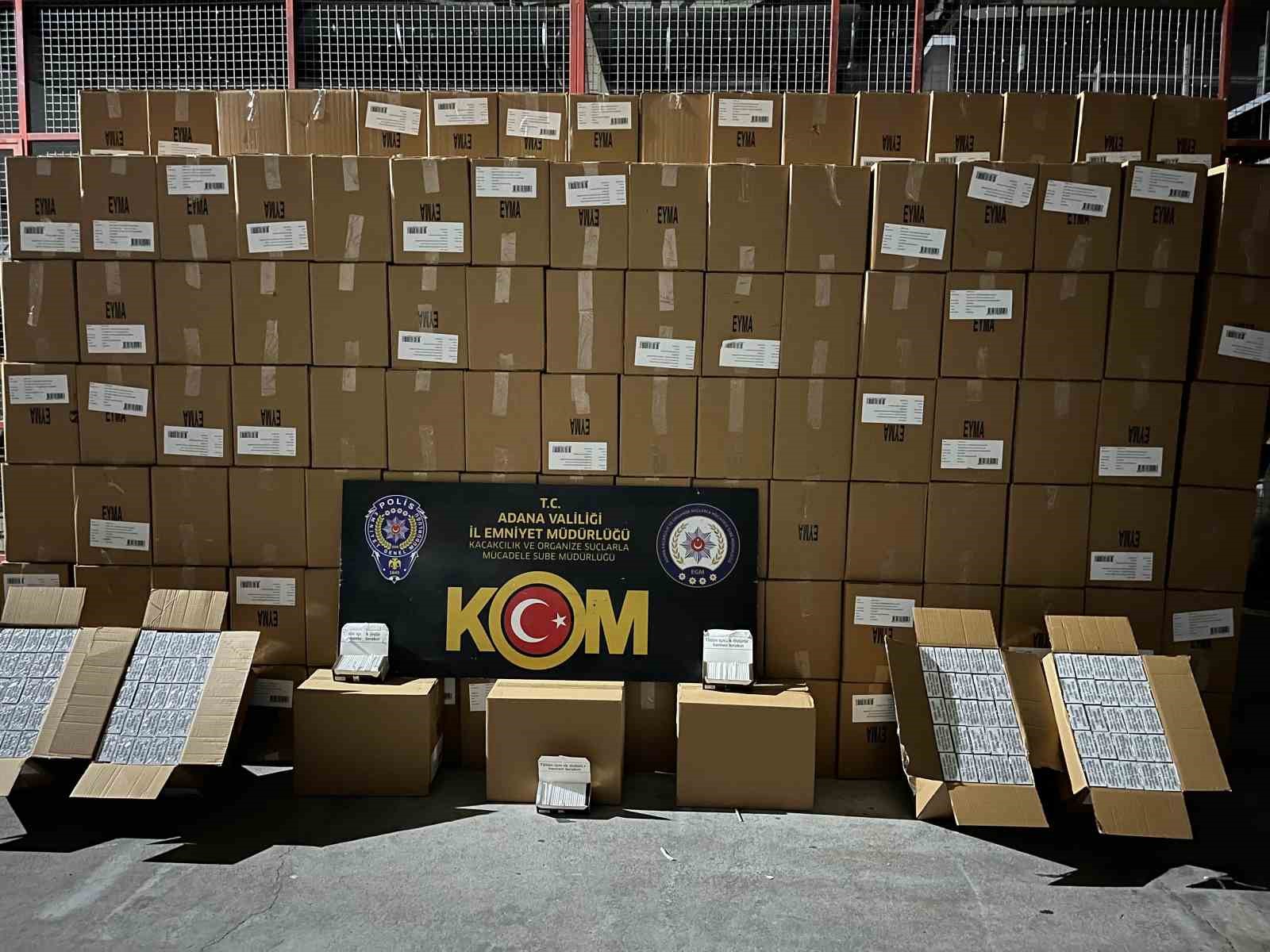 Adana’da 6 milyon 500 bin makaron ele geçirildi