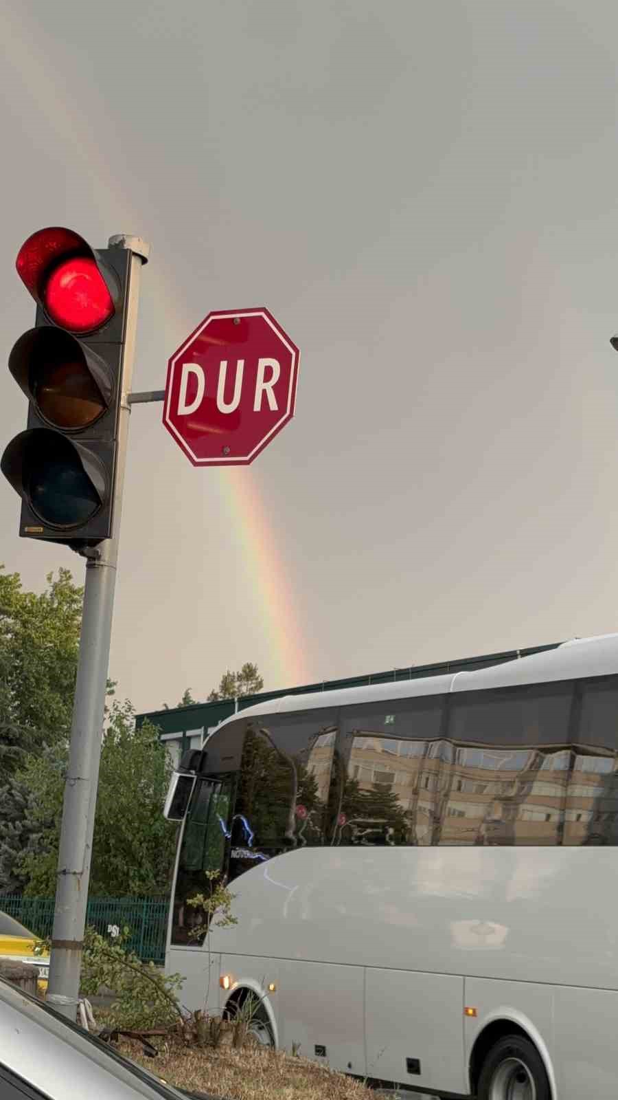 Edirne’de yağmur sonrası gökkuşağı şöleni
