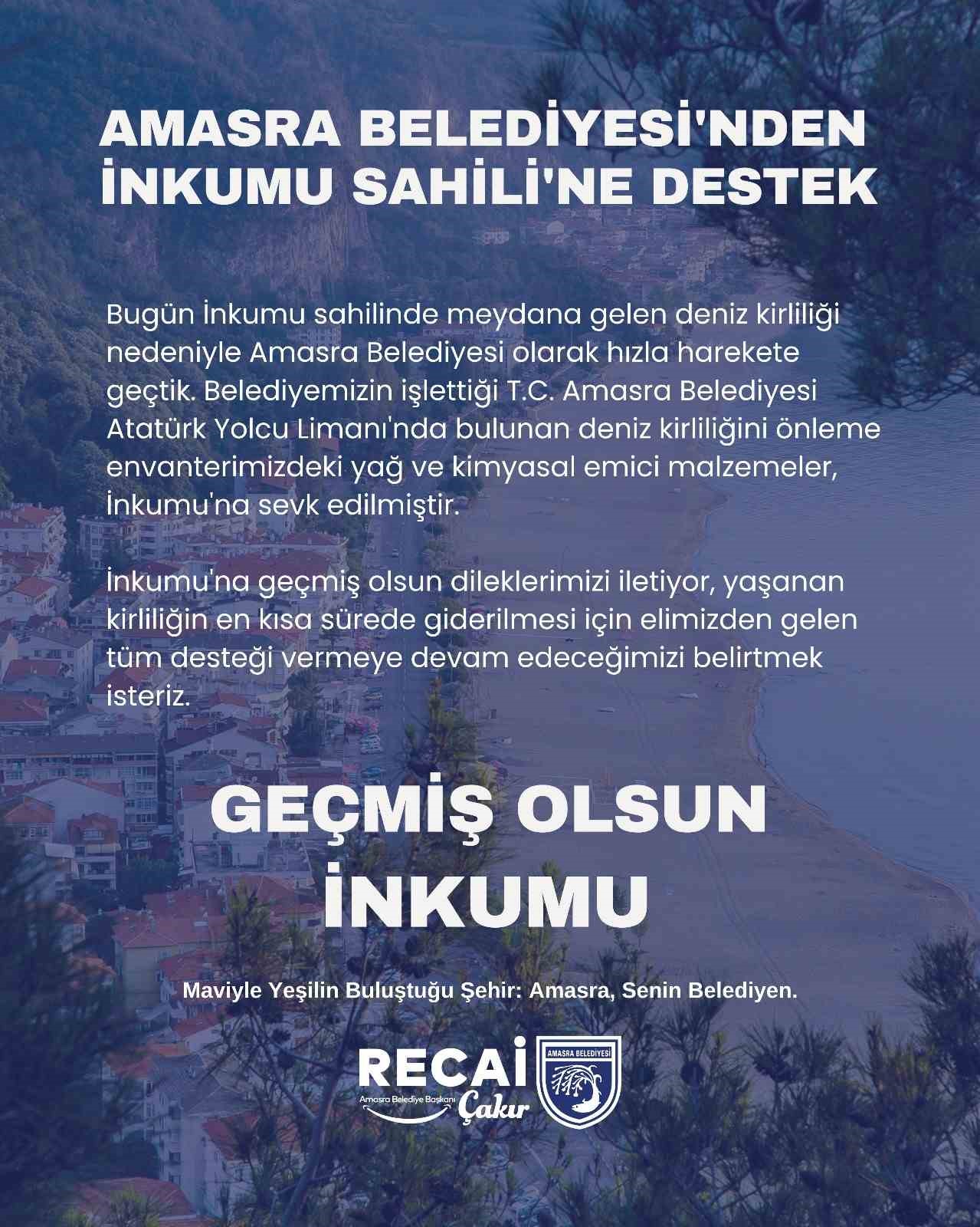 Amasra’dan İnkumu’na malzeme desteği