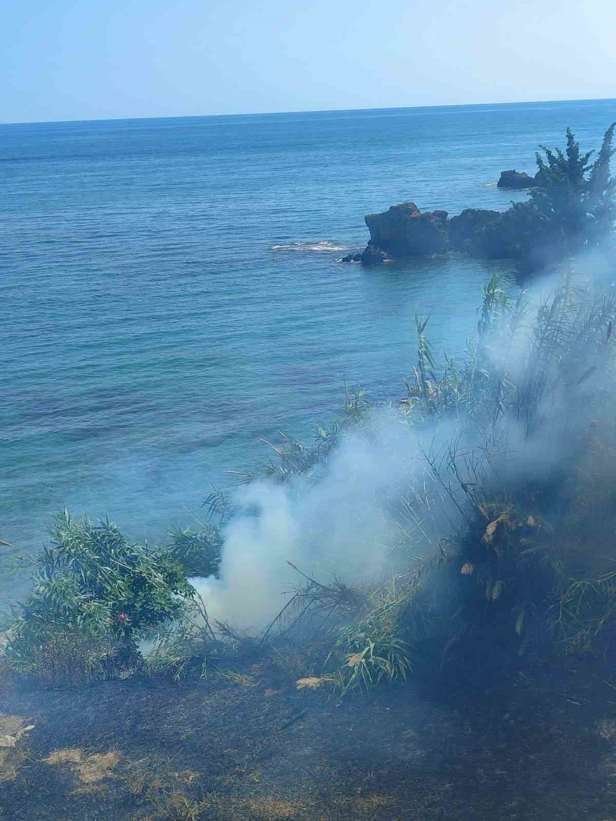 Çalılık alandaki yangında 1 dönümlük alan zarar gördü