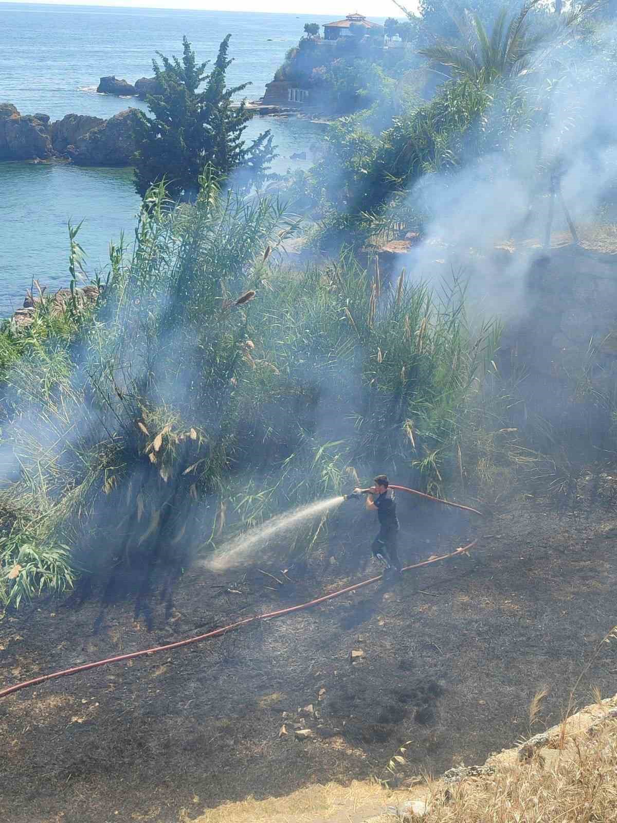 &Ccedil;alılık alandaki yangında 1 d&ouml;n&uuml;ml&uuml;k alan zarar g&ouml;rd&uuml;
