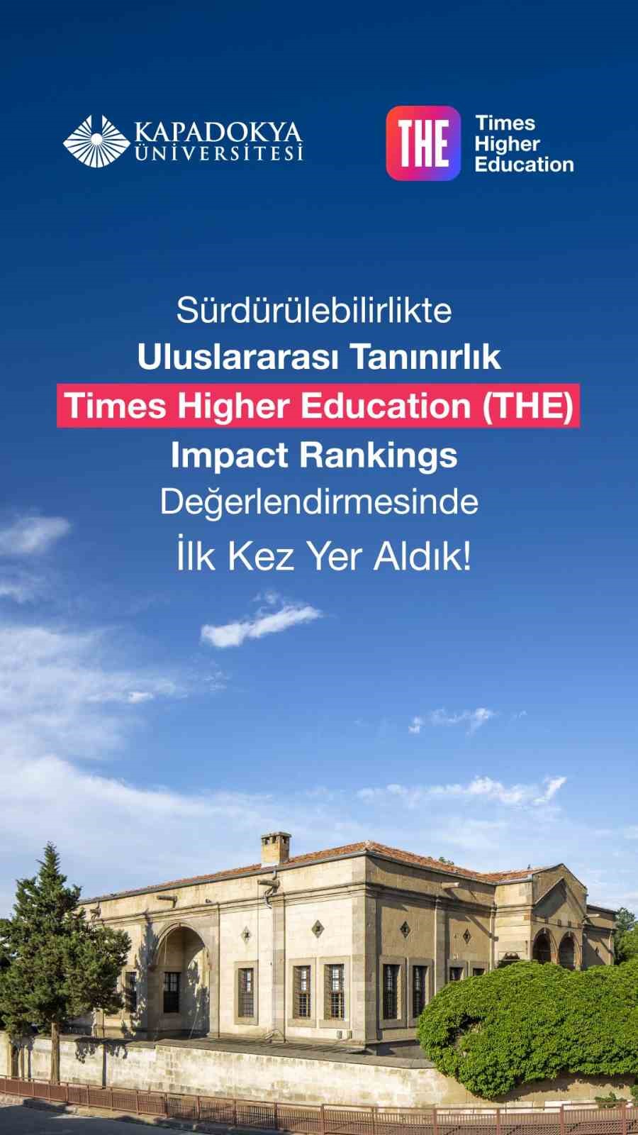 Kapadokya Üniversitesi, Times Higher Education (THE) Impact Rankings değerlendirmesinde yer aldı