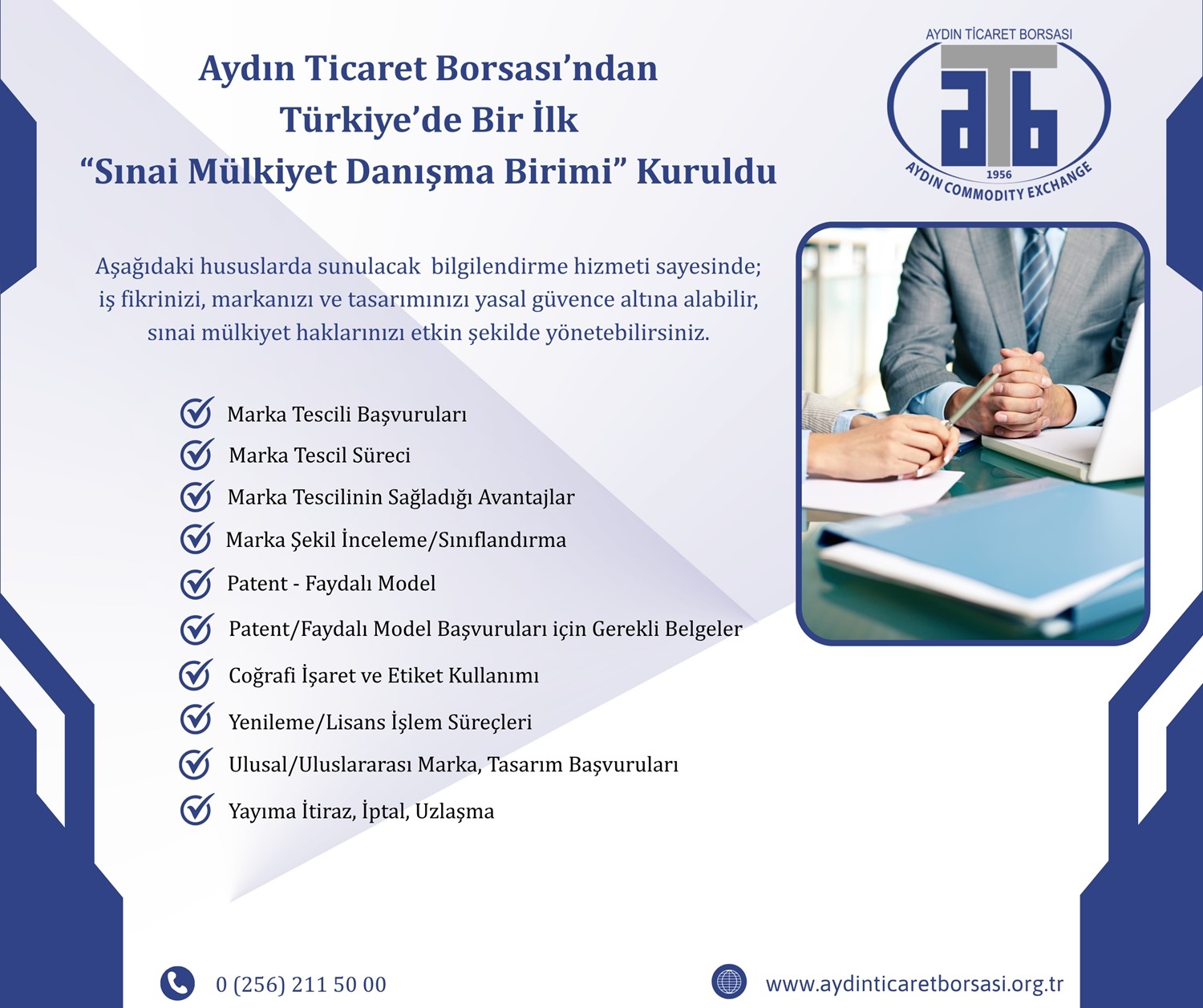 Aydın Ticaret Borsası Sınai M&uuml;lkiyet Danışma Birimi hizmete a&ccedil;ıldı
