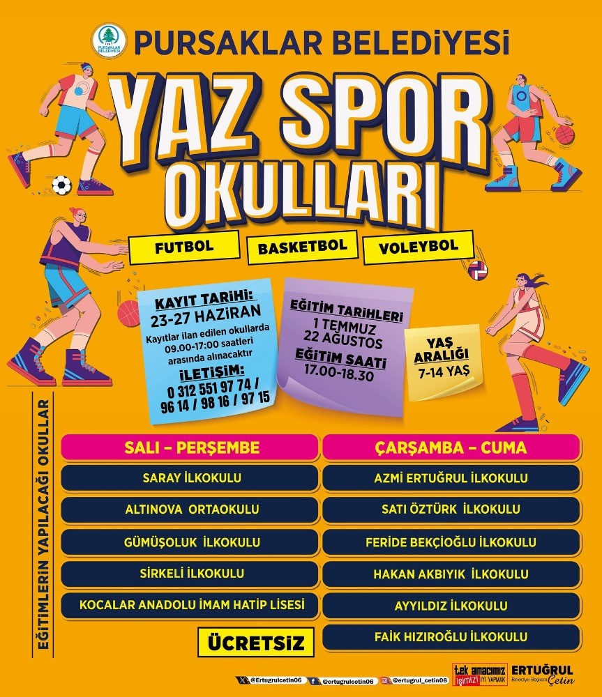 Pursaklar’da yaz spor okulları başlıyor

