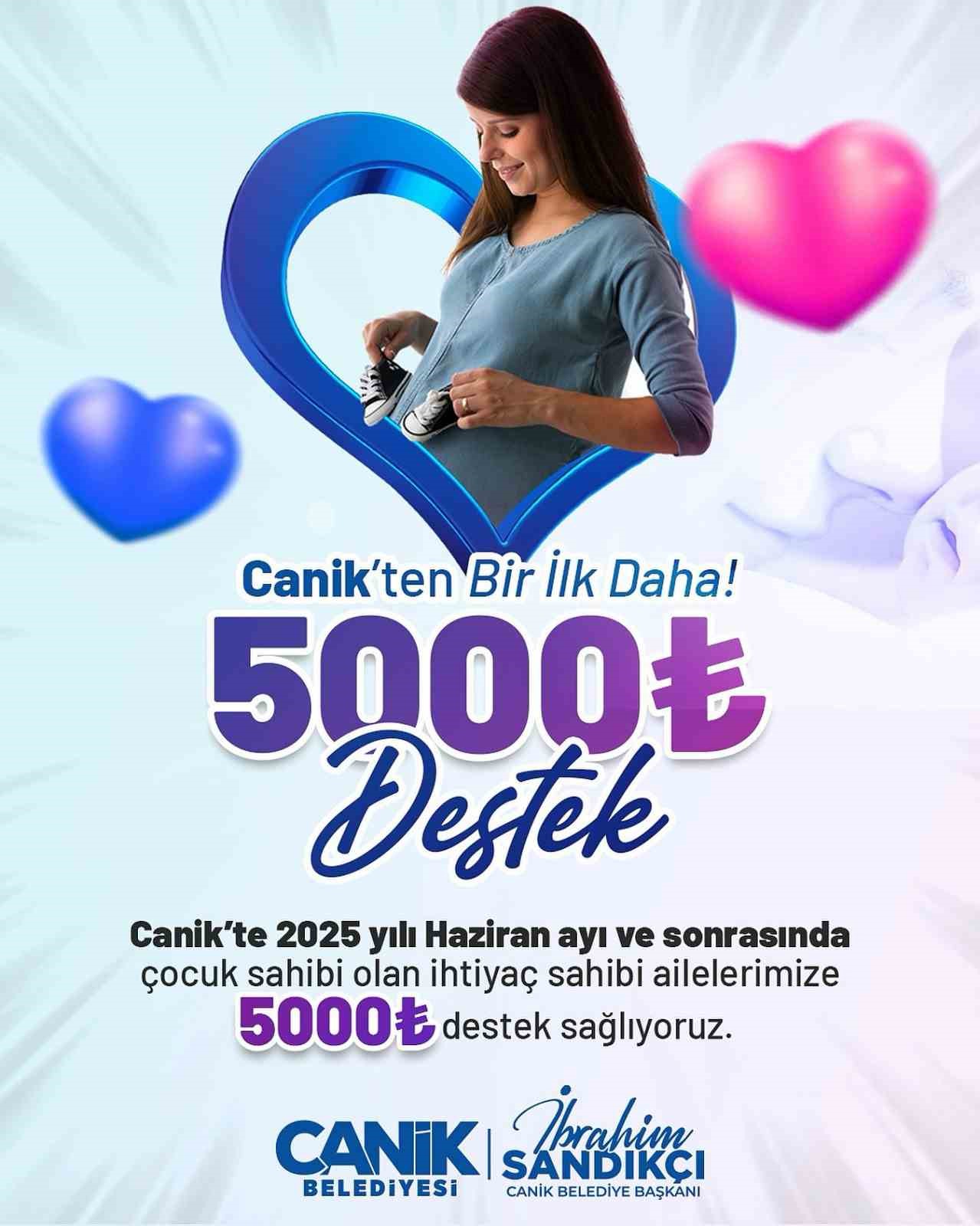 Canik Belediyesi&rsquo;nden ailelere 5 bin TL destek
