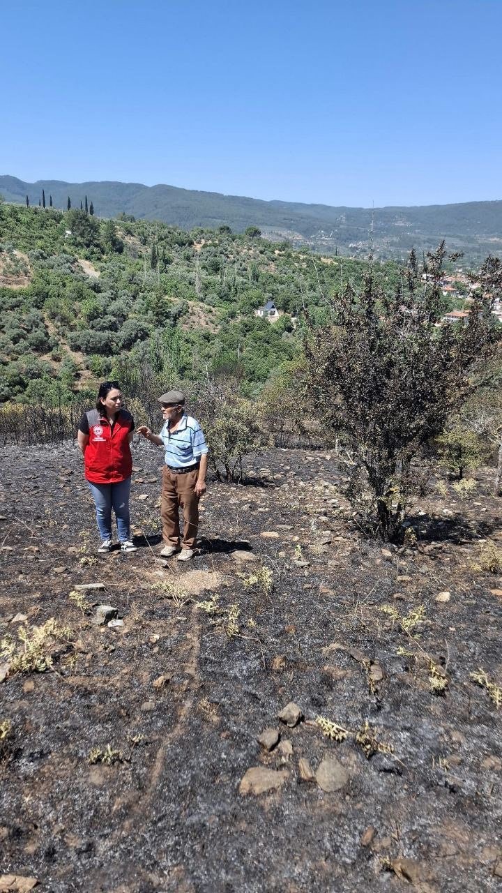 Yeşilyurt’taki yangında zarar gören tarım alanlarında hasar tespit çalışması yapıldı