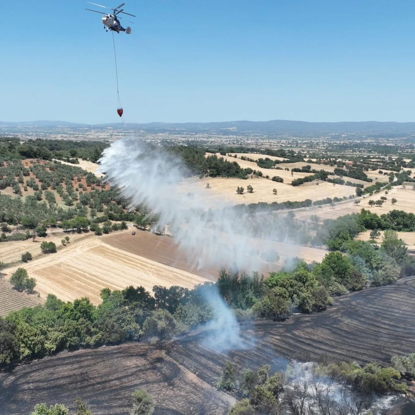 Bayramiç’te tarım arazisinde çıkan yangın kontrol altına alındı