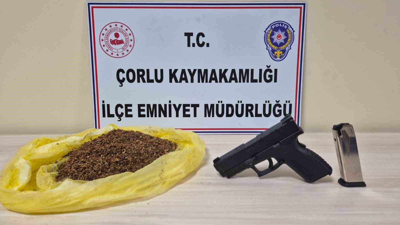Çorlu’da uyuşturucu ve ruhsatsız tabanca ele geçirildi: 1 tutuklu