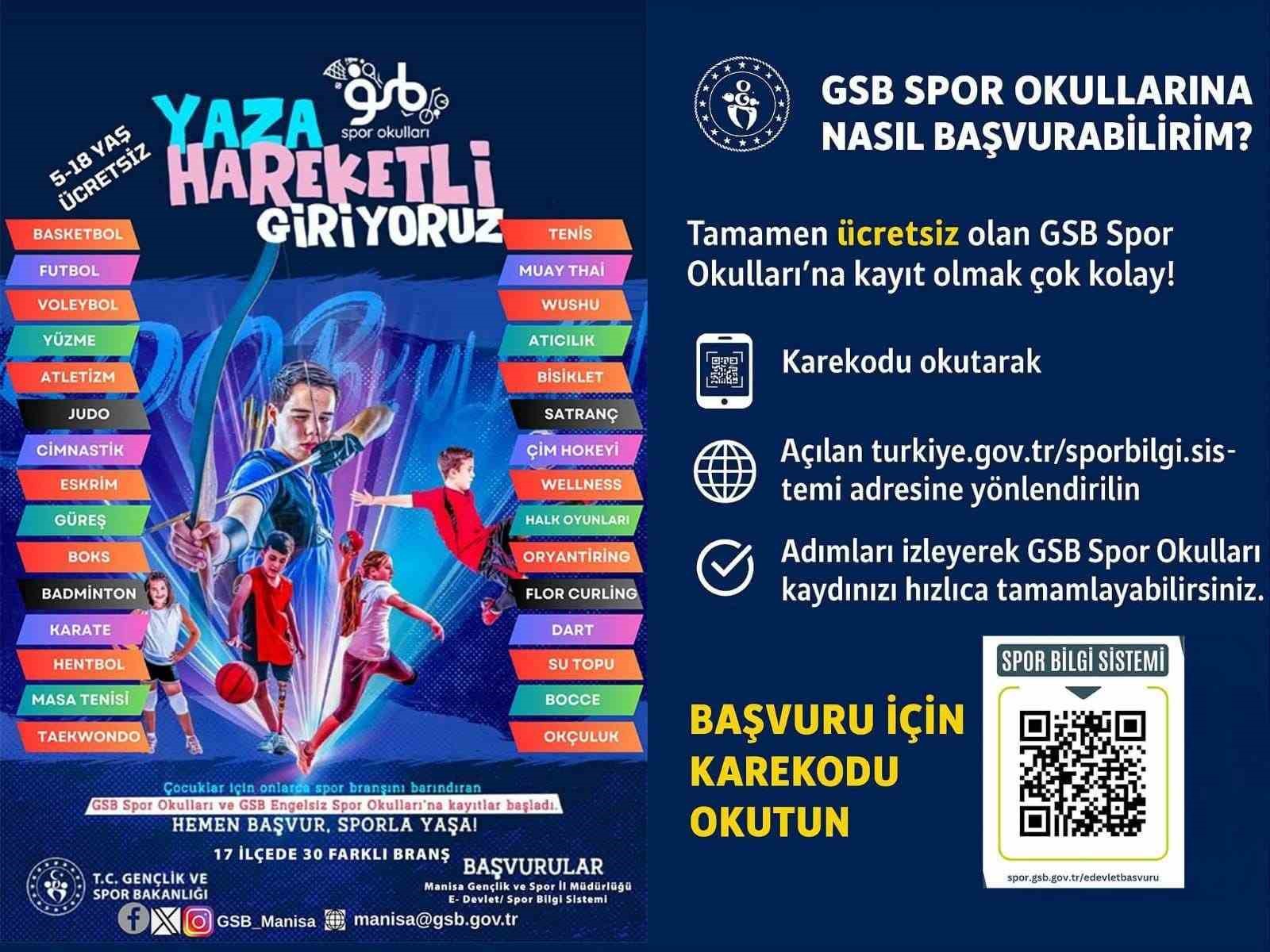 Sarıg&ouml;l&rsquo;de GSB&rsquo;nin Yaz Spor Kurslarına kayıtlar başladı
