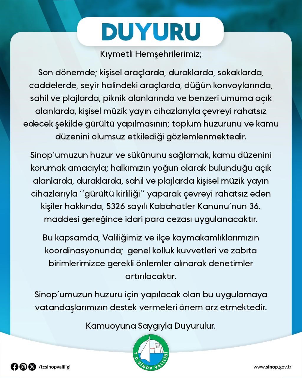 Sinop’ta gürültü kirliliği problemi
