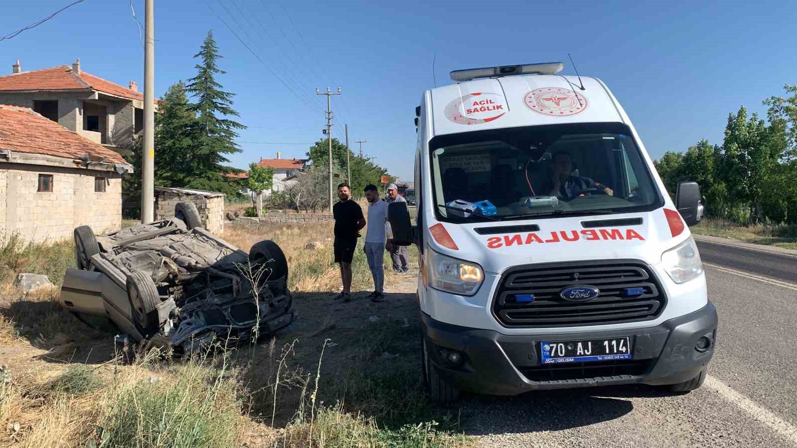 Karaman’da otomobil takla attı: 1 yaralı