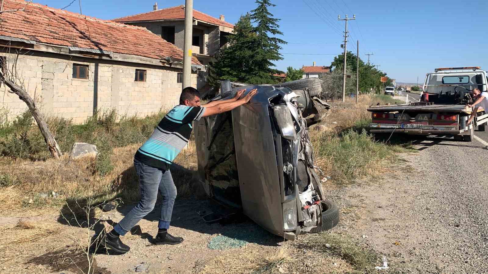 Karaman&rsquo;da otomobil takla attı: 1 yaralı
