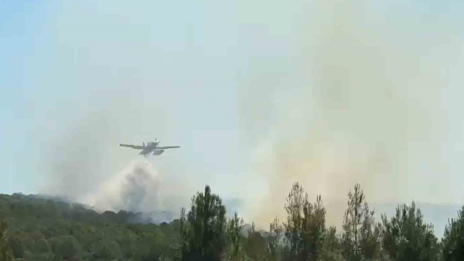 Şarköy’de ormanlık alanda çıkan yangına karadan ve havadan müdahale ediliyor
