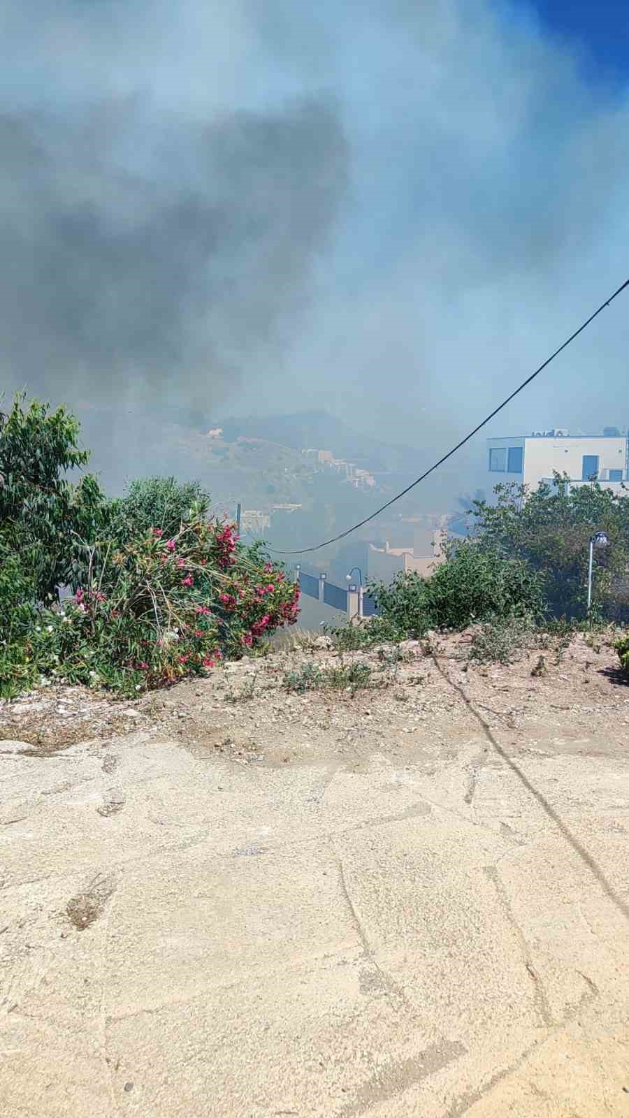 Bodrum&rsquo;da otluk alanda &ccedil;ıkan yangın site sakinlerini korkuttu
