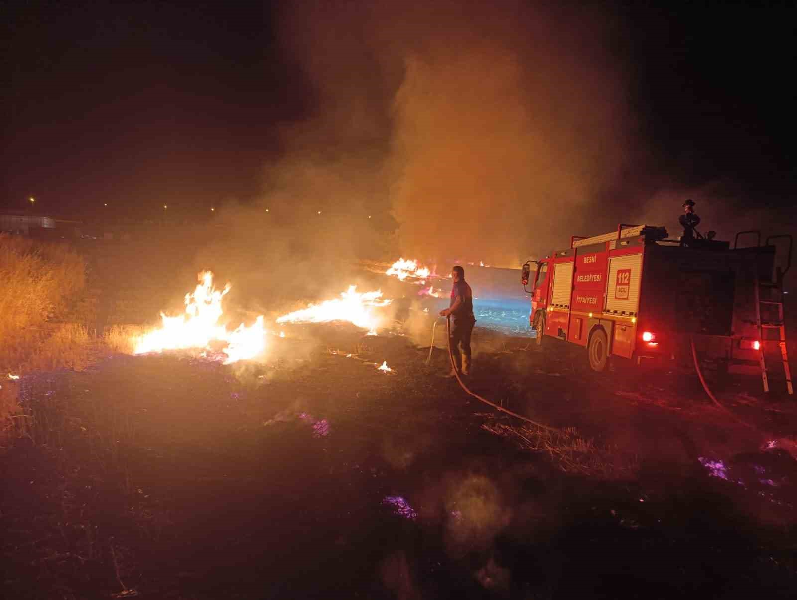 Anız yangınında ağaçlar, direkler ve kablolar zarar gördü