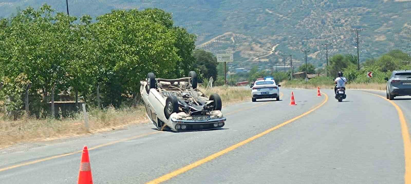 Otomobil takla atıp ters döndü: 1 yaralı