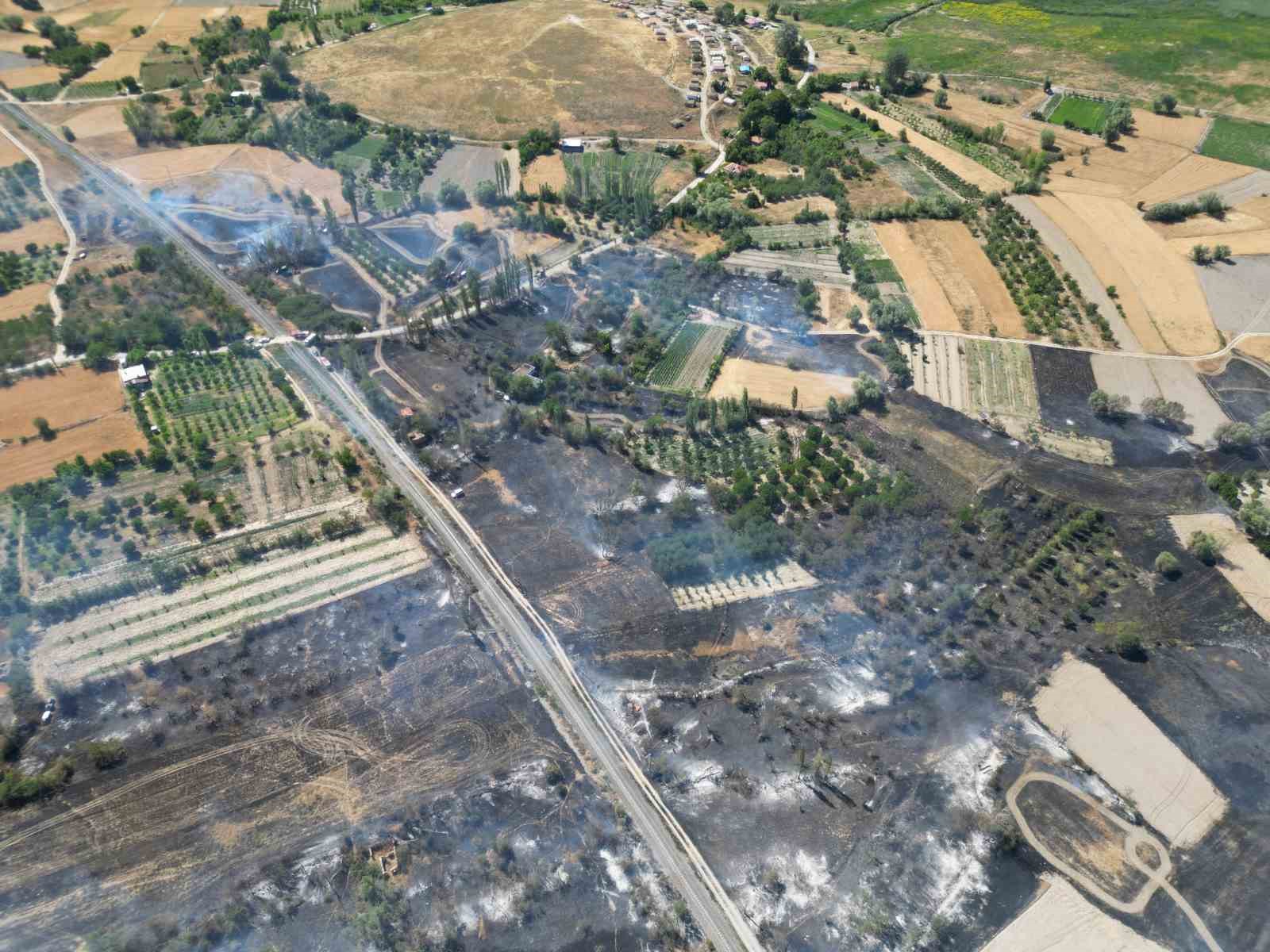 Eber G&ouml;l&uuml; yanındaki tarım arazilerinde yangın &ccedil;ıktı
