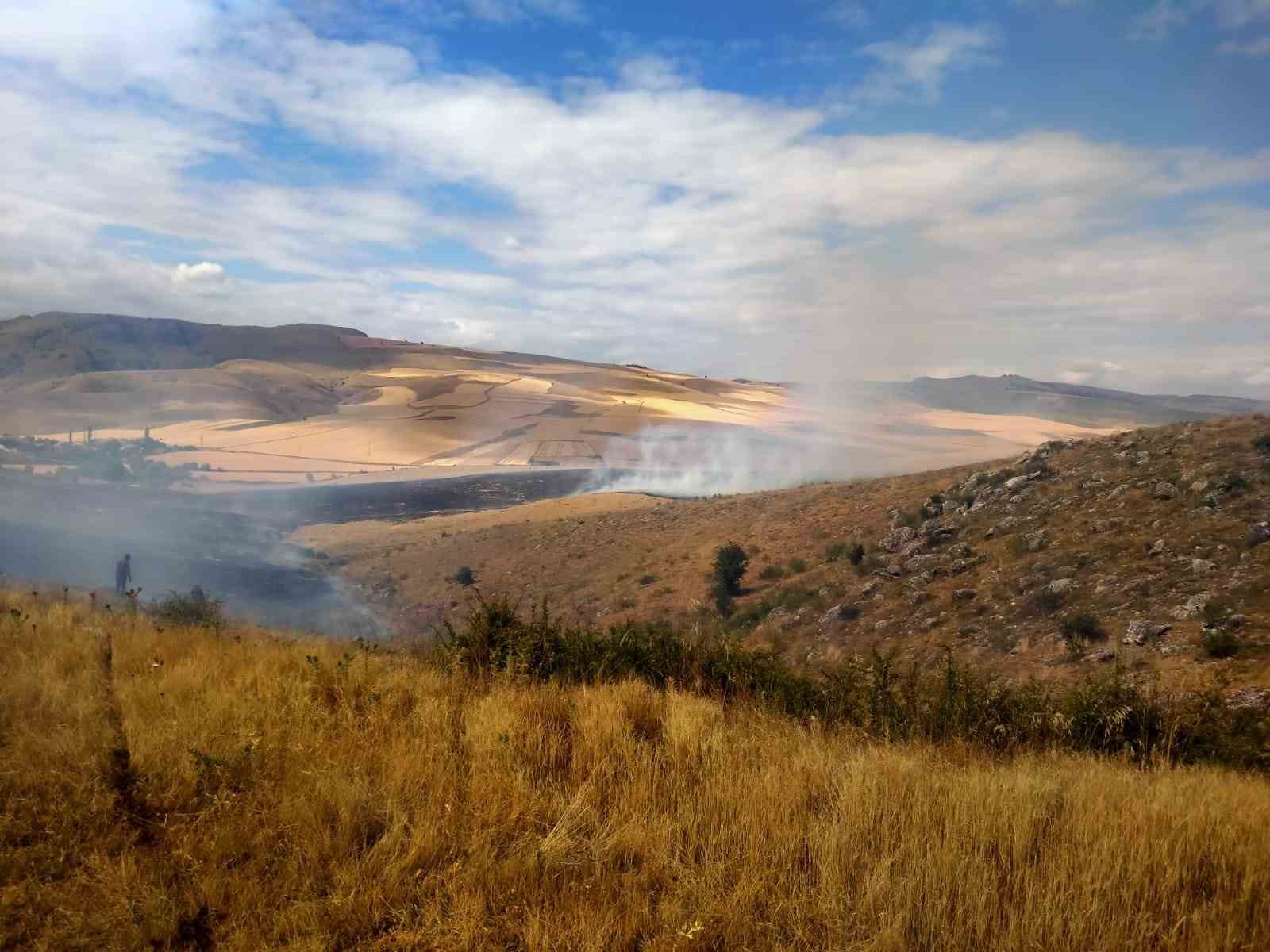 Alevler, tarım arazisine metreler kala kontrol altına alındı: 250 d&ouml;n&uuml;m otluk alan k&uuml;l oldu
