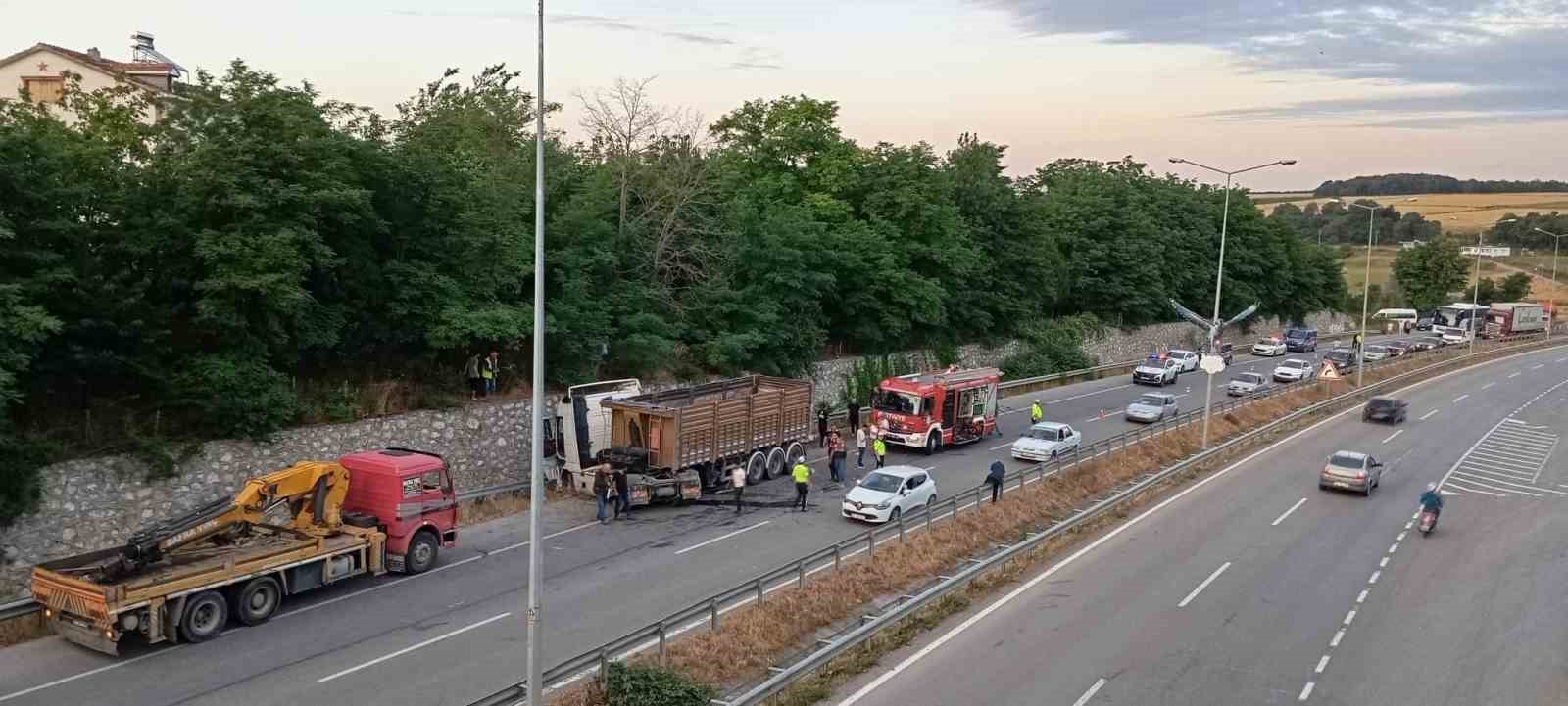 Yola düşen tomruk kazaya yol açtı: Traktör sürücüsü ağır yaralandı