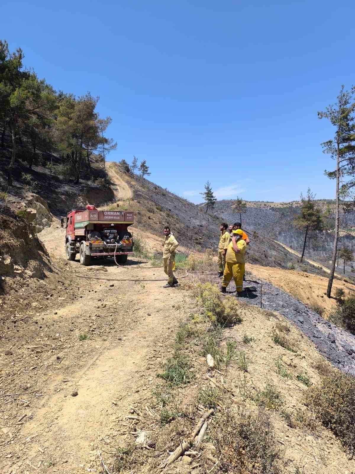 Şuhut Orman İşletme Şefliği ekipleri yangın bölgesinde