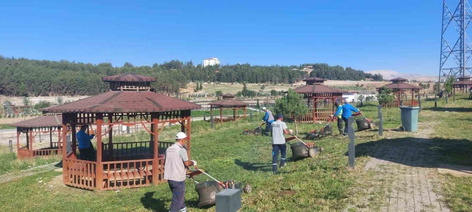 Adyaman Belediyesinden yaz aylarnda yeil alanlara zel bakm
