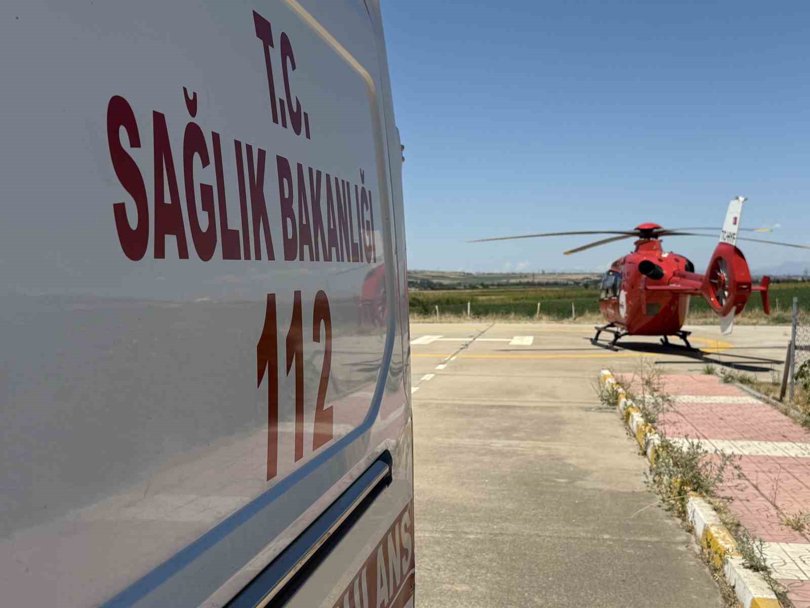 Çim biçerken yaralanan vatandaş helikopterle Diyarbakır’a sevk edildi