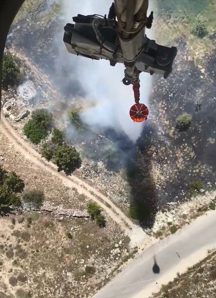 Bahçe yangını hava ve karadan müdahale ile söndürüldü