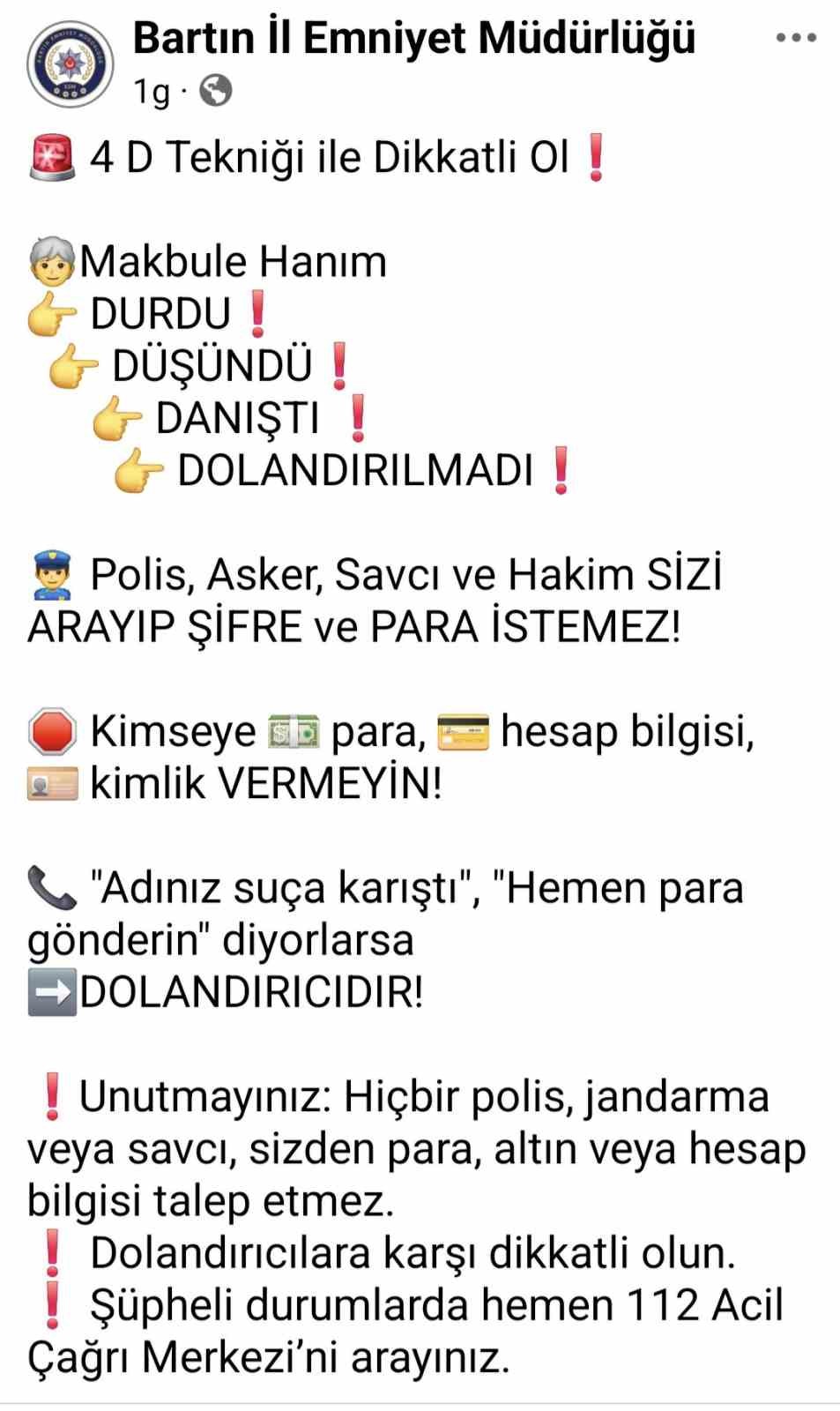 Bartın&rsquo;da dolandırıcılara karşı kısa filmle m&uuml;cadele
