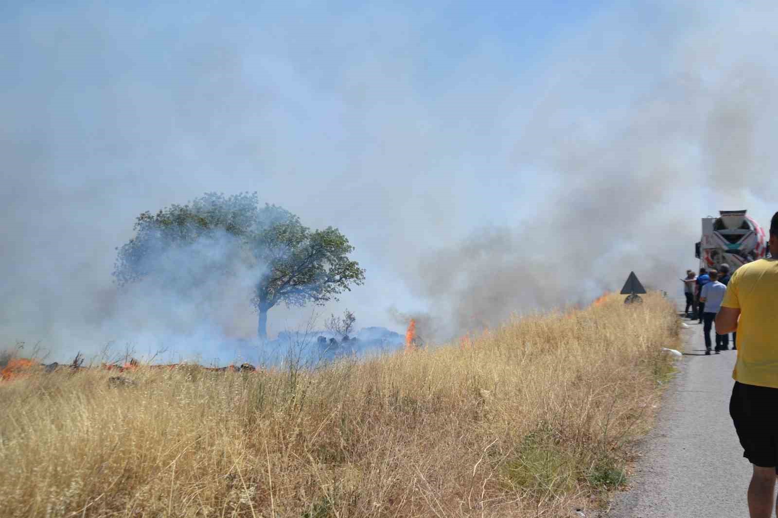Ayvalık’ta çıkan arazi yangını bölgedeki iş yerlerini tehdit etti