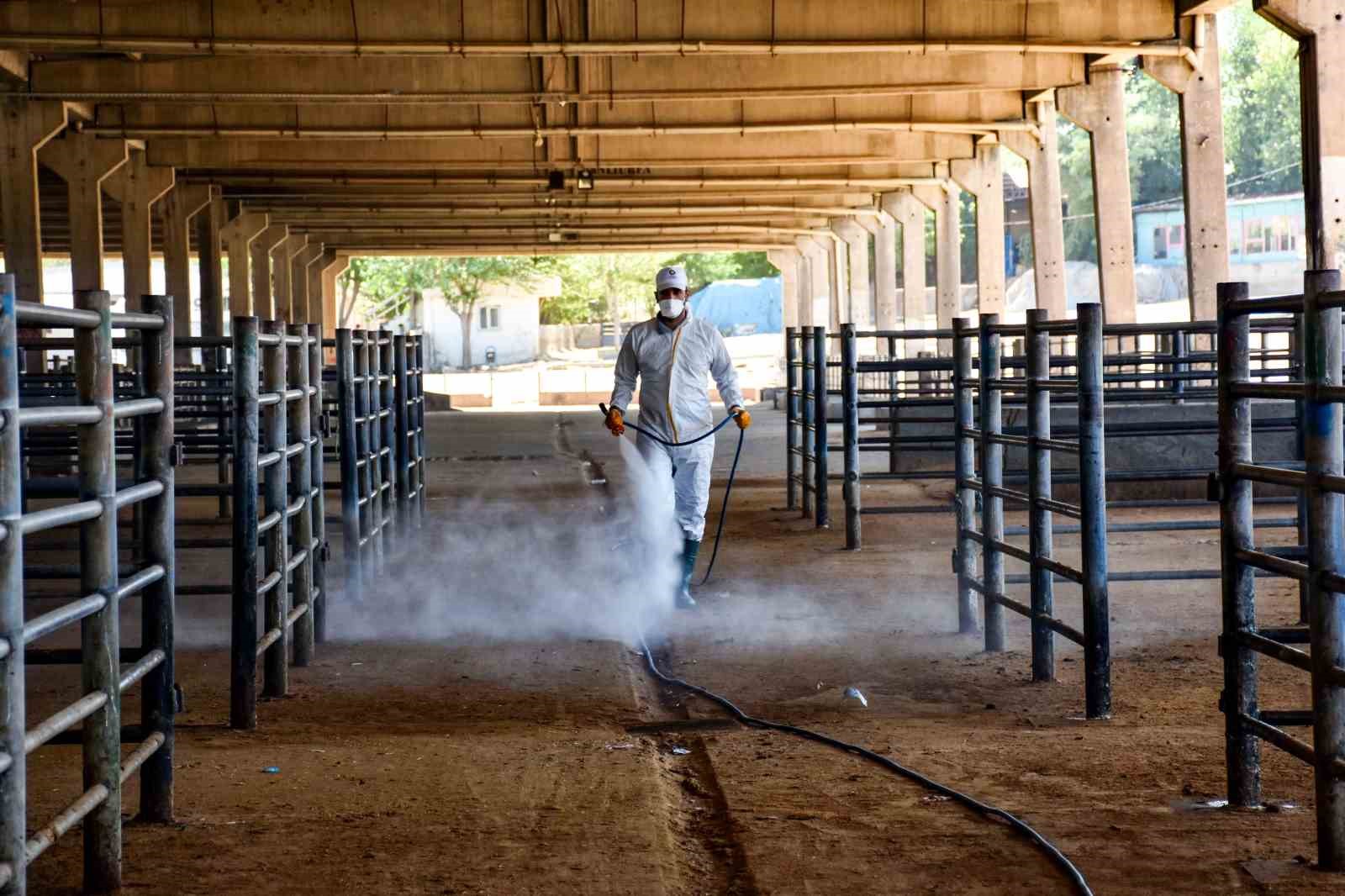 Diyarbakır&rsquo;da kapatılan Canlı Hayvan Borsası ila&ccedil;lanıp dezenfekte edildi
