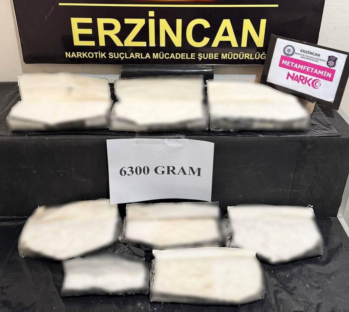 Erzincan’da 6 kilo 300 gram metamfetamin ele geçirildi