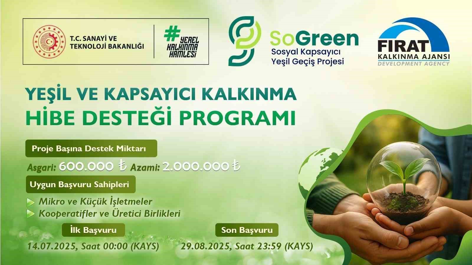 Fırat Kalkınma Ajansı’ndan 28 milyon TL’lik yeşil dönüşüm desteği