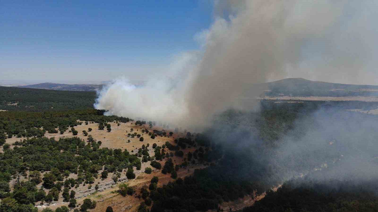 Seyitgazi&rsquo;de yangının oluşturduğu tahribat havadan g&ouml;r&uuml;nt&uuml;lendi
