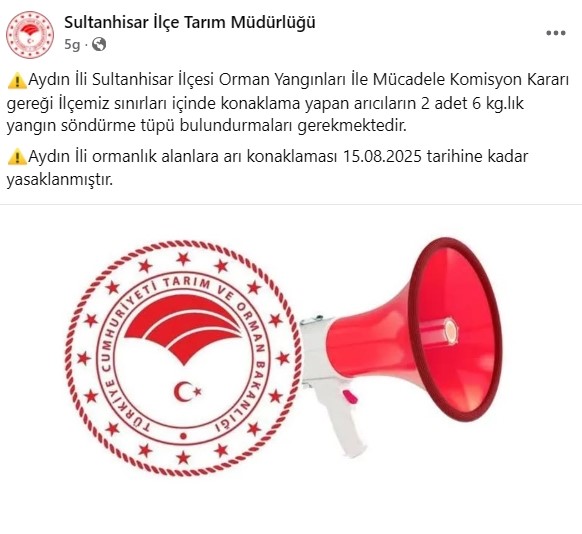 Sultanhisar İl&ccedil;e Tarım ve Orman M&uuml;d&uuml;rl&uuml;ğ&uuml; arıcıları uyardı
