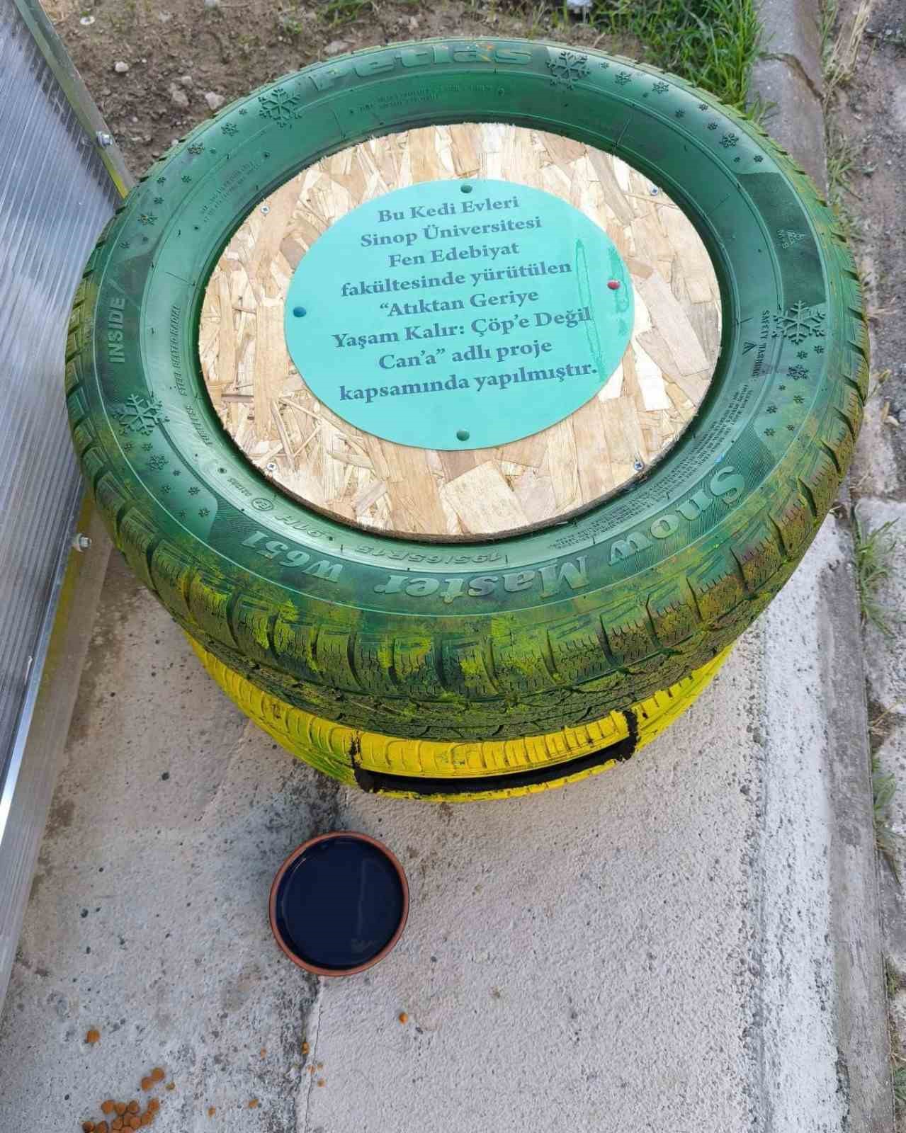 Atıklardan kedilere sıcak yuva